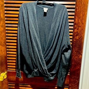 Chico’s size 3 grey sweater with diamond buttons at the sleeves